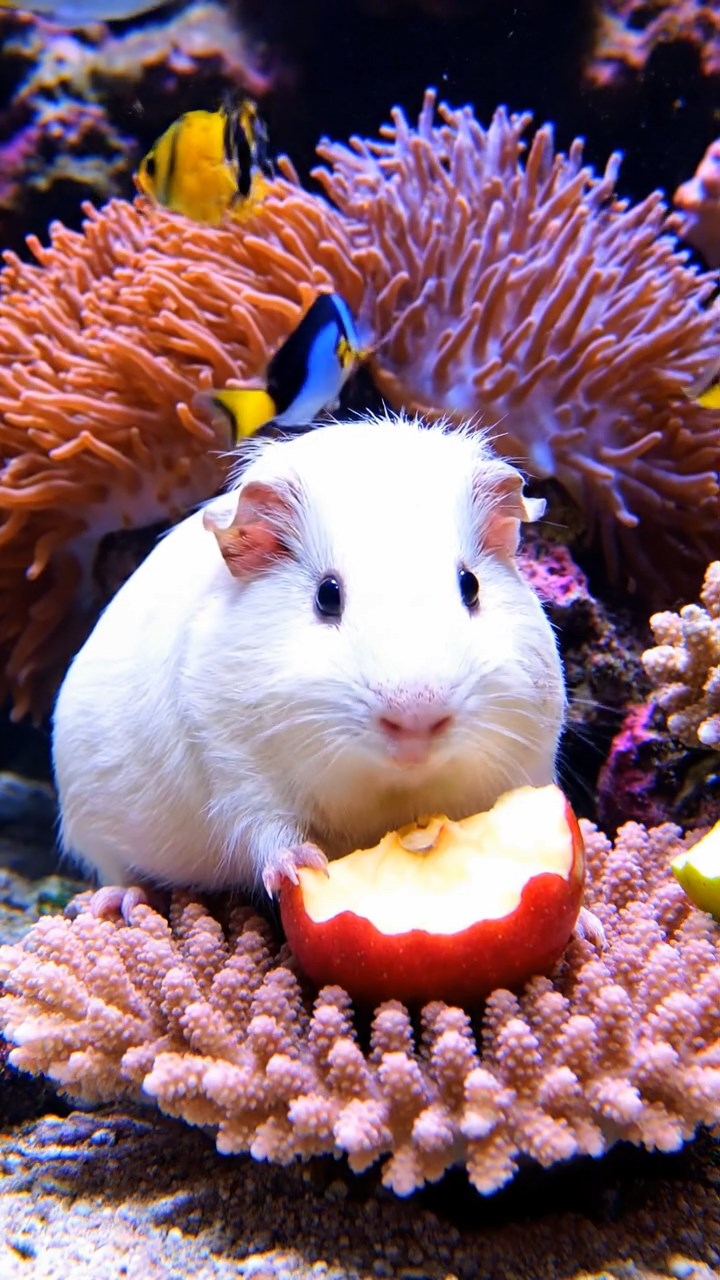 822. Photorealistic scene of 2 smooth-haired Teddy guinea pigs with Orange and Black fur, dressed as engineers in tiny helmets, building a miniature windmill in a guinea pig workshop with hay beams and tools, under bright daylight, enhancing the lifelike, industrious atmosphere.