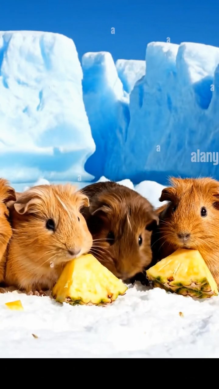 825. Detailed photo of 5 smooth-haired American guinea pigs with White, Orange, Gray, Black, and Brown fur, foraging for clover in a lush meadow with wildflowers and a trickling stream, under soft morning light, creating a realistic, serene pastoral scene.