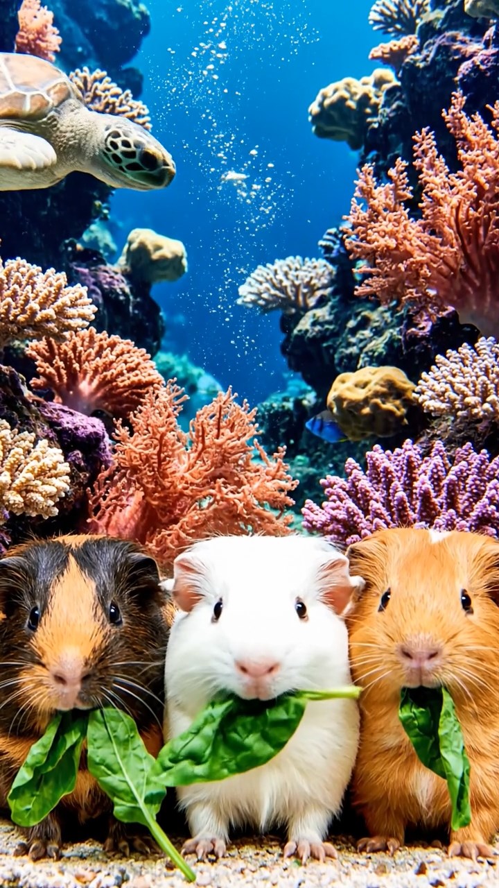 826. Photorealistic scene of 1 smooth-haired Teddy guinea pig with Cream fur, drinking from a clear stream, on a forested slope with pine needles and moss, under dappled sunlight, capturing a serene, lifelike moment of natural hydration.