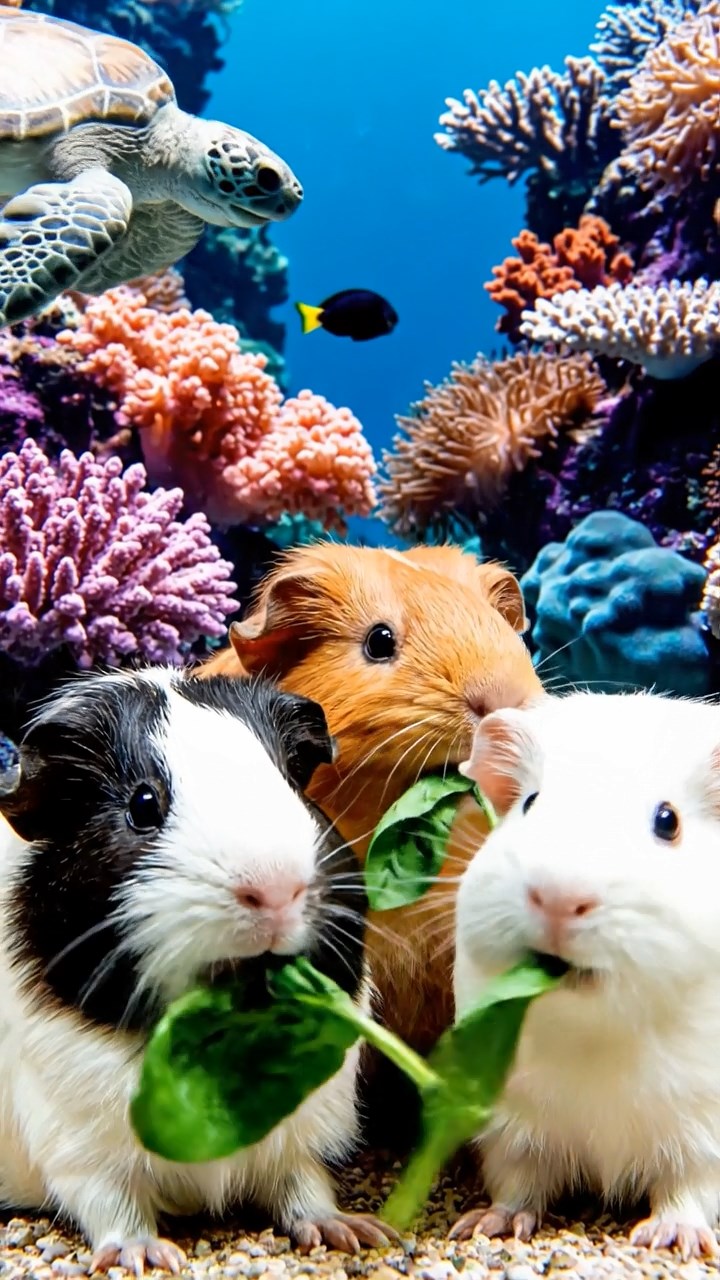 826. Photorealistic scene of 1 smooth-haired Teddy guinea pig with Cream fur, drinking from a clear stream, on a forested slope with pine needles and moss, under dappled sunlight, capturing a serene, lifelike moment of natural hydration.