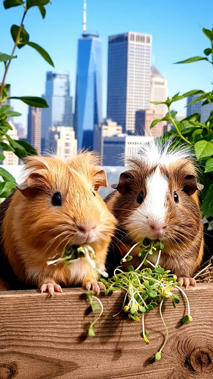 829. Detailed photo of 4 smooth-haired American guinea pigs with White, Orange, Black, and Brown fur, dressed as doctors in tiny white coats, consulting charts in a guinea pig hospital with miniature beds and medical charts, under bright lights, creating a vivid, lifelike medical scene.