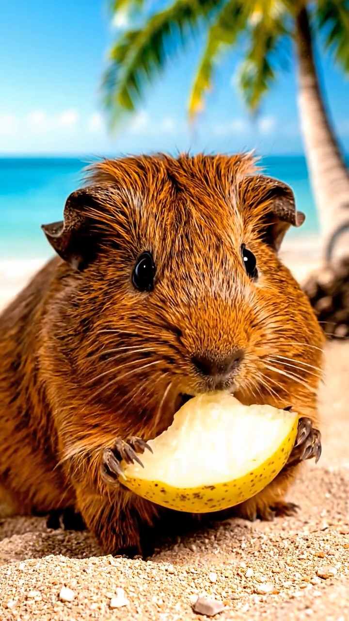 832. Realistic scene of 2 smooth-haired Californian guinea pigs with Orange and Black fur, dressed as tailors in tiny vests, sewing miniature shirts in a guinea pig atelier with colorful fabrics and hay mannequins, under warm lamplight, enhancing the lifelike, creative atmosphere.