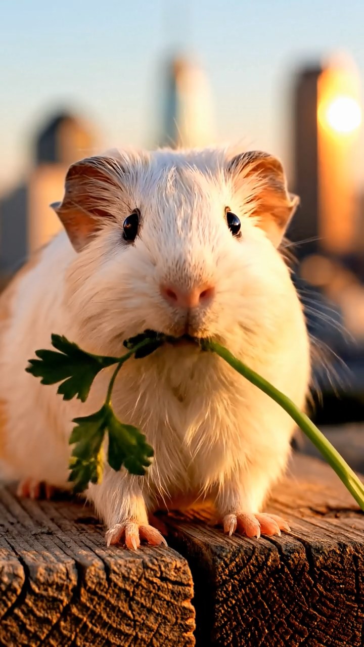 841. Detailed photo of 1 smooth-haired American guinea pig with White fur, munching on fresh apples, in a vibrant lavender garden with rows of purple blooms swaying in the breeze, under soft sunlight, creating a realistic, fragrant pastoral scene.