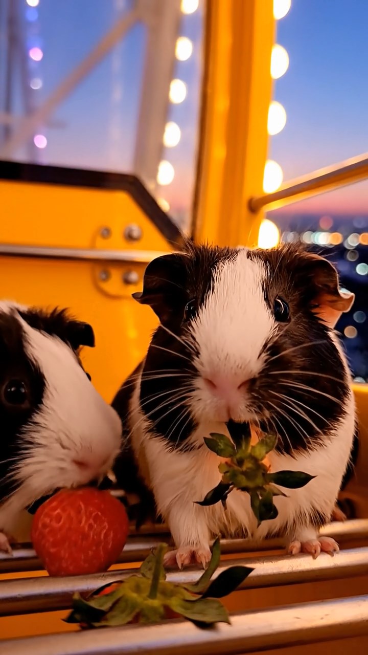 843. Highly detailed view of 3 smooth-haired Himalayan guinea pigs with Gray, Cream, and Brown fur, mating in a secluded grassy clearing surrounded by tall ferns and soft moss, under gentle morning light, creating a realistic, intimate natural scene.