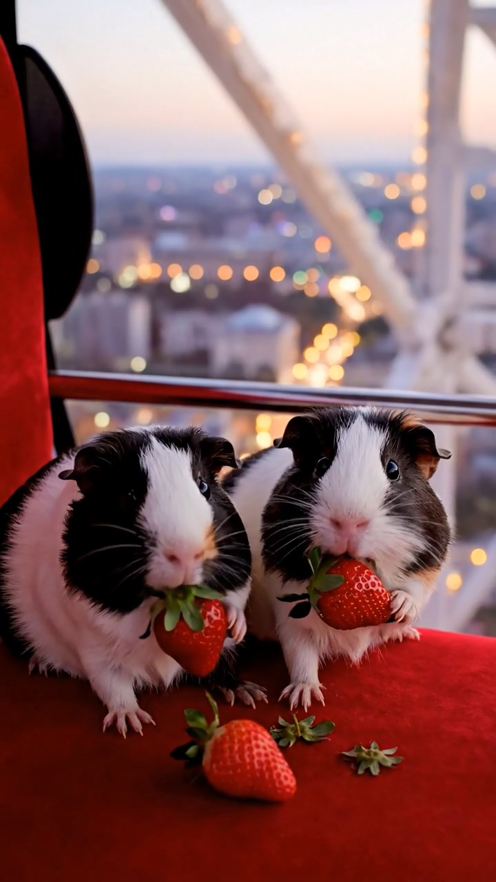 843. Highly detailed view of 3 smooth-haired Himalayan guinea pigs with Gray, Cream, and Brown fur, mating in a secluded grassy clearing surrounded by tall ferns and soft moss, under gentle morning light, creating a realistic, intimate natural scene.