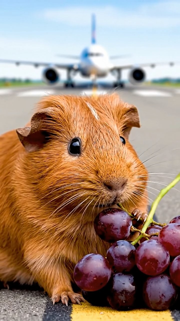 855. Highly detailed view of 5 smooth-haired Himalayan guinea pigs with White, Orange, Gray, Black, and Brown fur, foraging for wild herbs in a lush meadow with wildflowers and a babbling brook, under soft morning light, creating a realistic, serene pastoral scene.