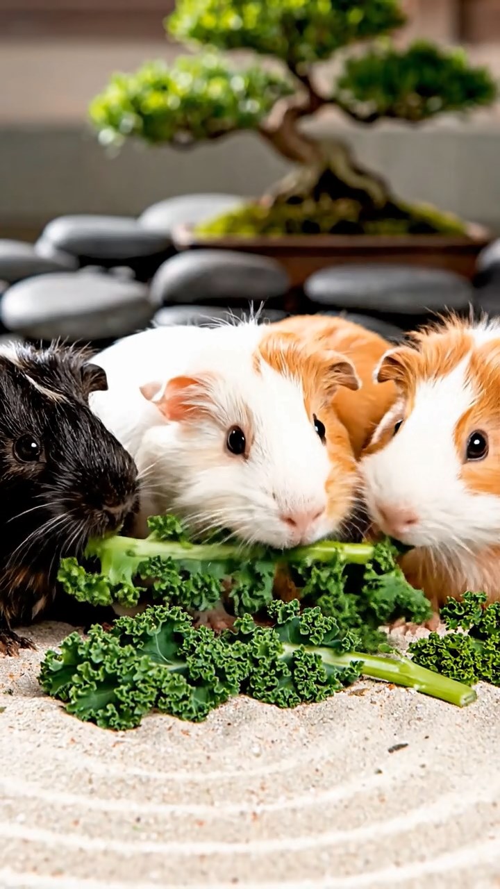856. Realistic scene of 1 smooth-haired Californian guinea pig with Cream fur, nibbling on strawberries, in a fragrant rose garden with blooming red and white roses, under warm sunlight, capturing a vivid, lifelike romantic moment.