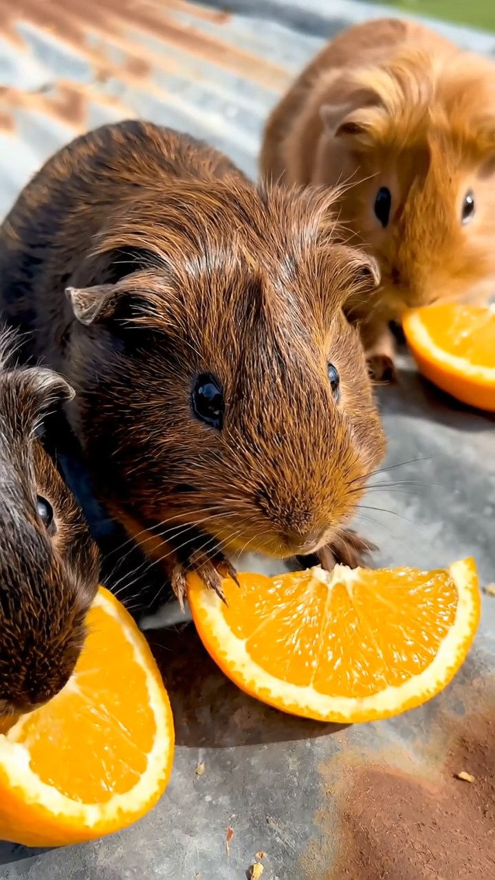 859. Highly detailed view of 4 smooth-haired Himalayan guinea pigs with White, Orange, Black, and Brown fur, dressed as writers in tiny scarves, drafting poems in a guinea pig study with miniature books and hay desks, under warm lamplight, creating a vivid, realistic literary scene.