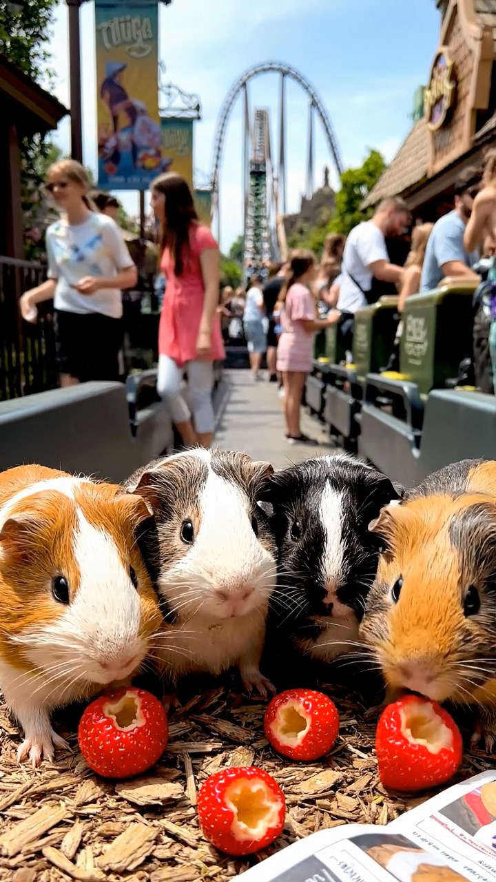 1070. Realistic depiction of 1 smooth-haired Skinny guinea pig with brown fur, nibbling on grape stems, atop a contemporary art gallery pedestal displaying sculptures.