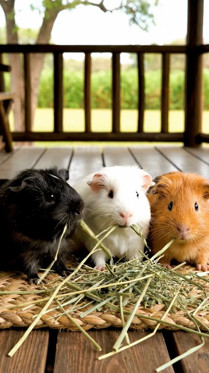 1074. Highly detailed view of 1 smooth-haired Silkie guinea pig with black fur, eating kiwi peels, on a glittering Las Vegas casino slot machine stool.