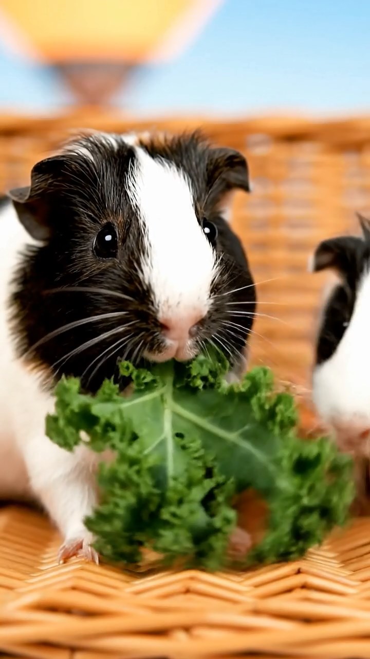 1090. Photorealistic photo of 4 smooth-haired Skinny guinea pigs in white, orange, and gray colors, nibbling on banana chunks, near a NASA space shuttle exhibit in a museum.