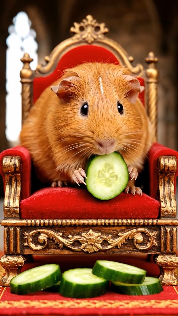 1099. Photorealistic photo of 4 smooth-haired White Crested guinea pigs with orange, gray, and black fur, eating grape vines, at the base of a massive Dutch wind turbine.