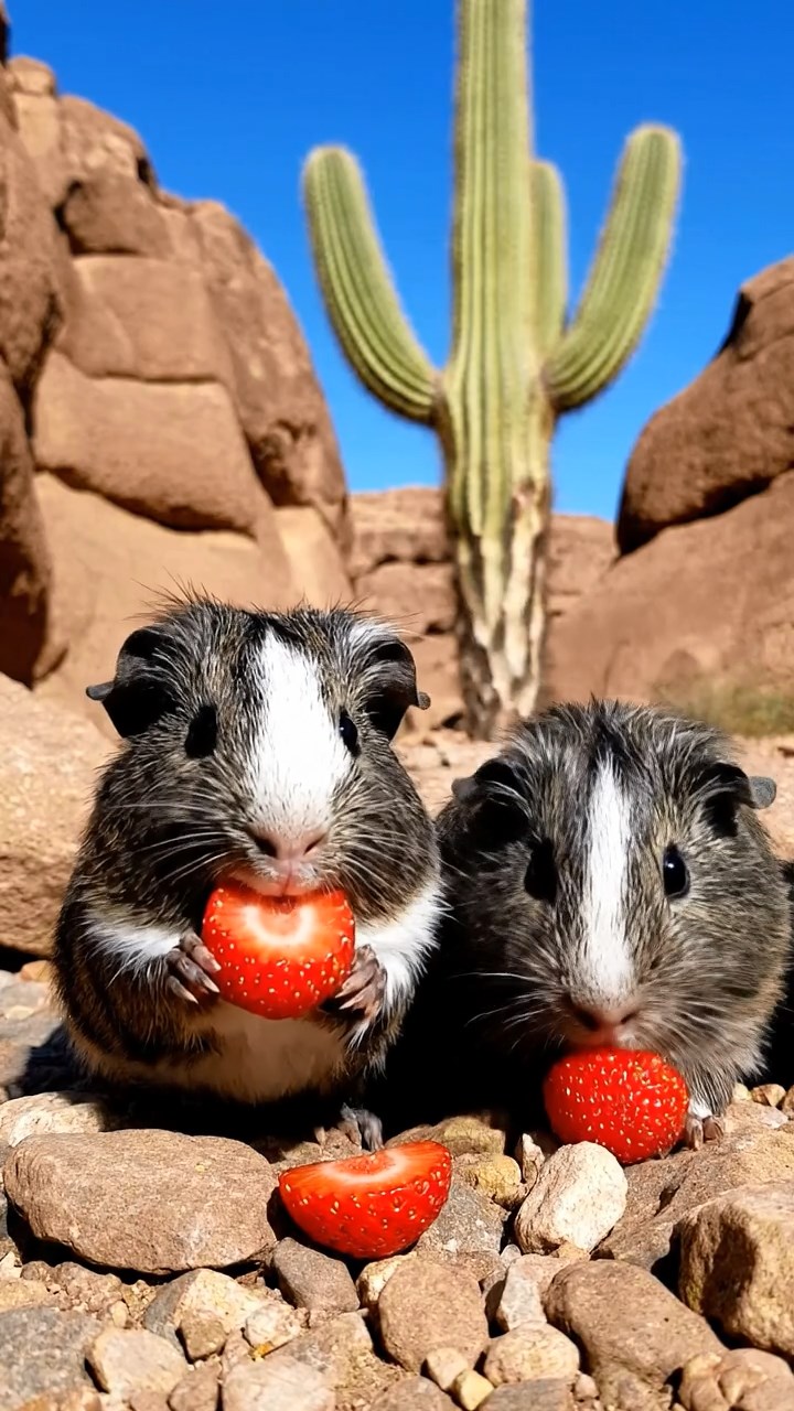 1113. Realistic photo of 1 smooth-haired Peruvian guinea pig with sable fur, eating fresh parsley, on a bustling Tokyo fish market stall with fresh seafood and neon signs.