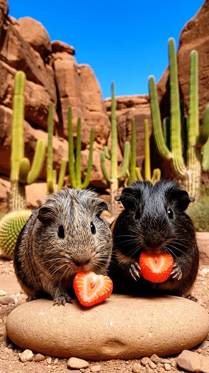 1113. Realistic photo of 1 smooth-haired Peruvian guinea pig with sable fur, eating fresh parsley, on a bustling Tokyo fish market stall with fresh seafood and neon signs.