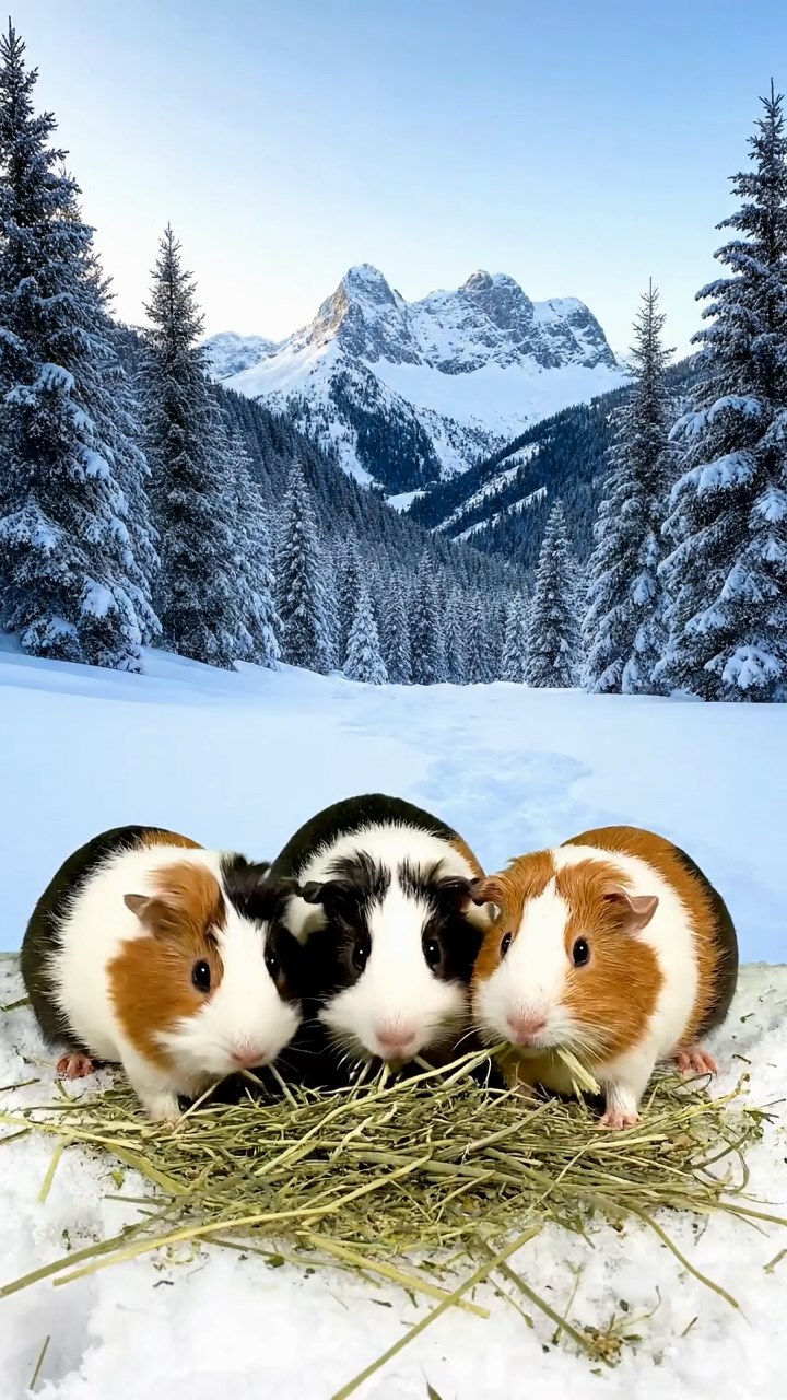 1116. Realistic depiction of 3 smooth-haired Texel guinea pigs with cream, fawn, and chocolate fur, chewing on celery stalks, in a traditional Japanese tea house with tatami mats and shoji screens.