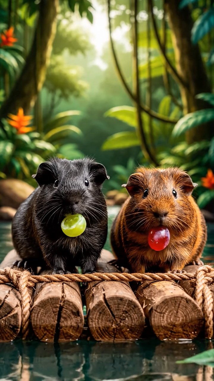 1122. Realistic depiction of 1 smooth-haired Abyssinian guinea pig with white fur, munching on apple cores, on a royal palace balcony with marble columns and garden fountains.