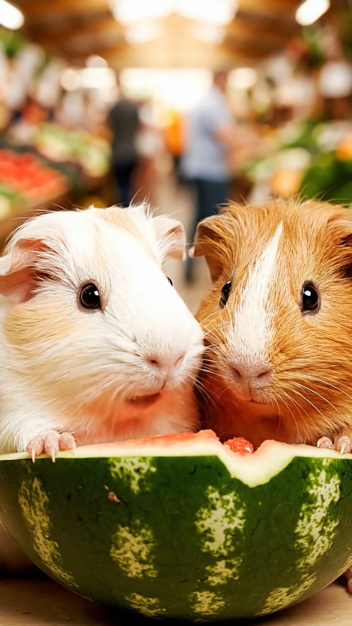 1127. Photorealistic photo of 1 smooth-haired Rex guinea pig with gray fur, munching on strawberry leaves, on a floating cloud city platform with airships docking.