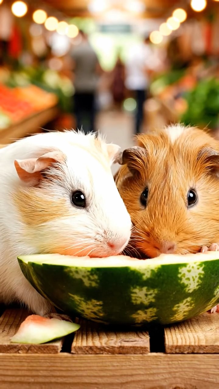 1127. Photorealistic photo of 1 smooth-haired Rex guinea pig with gray fur, munching on strawberry leaves, on a floating cloud city platform with airships docking.