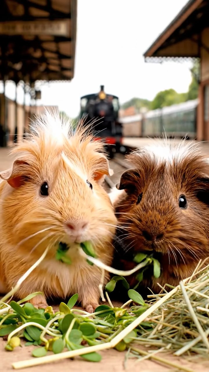 929. Detailed photo of 4 smooth-haired American guinea pigs with White, Orange, Black, and Brown fur, dressed as doctors in tiny white coats, checking pulses with miniature stethoscopes, in a guinea pig hospital with tiny beds, under bright lights, creating a vivid, lifelike medical scene.