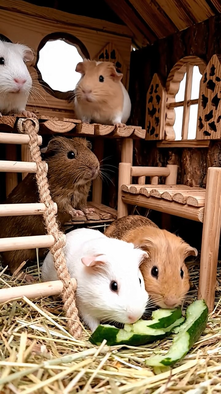 933. Detailed photo of 3 smooth-haired American guinea pigs with Gray, Cream, and Brown fur, burrowing like rabbits, digging with rapid paw movements, in a sandy dune with sparse grass, under a golden sunset, creating a vivid, realistic desert scene.