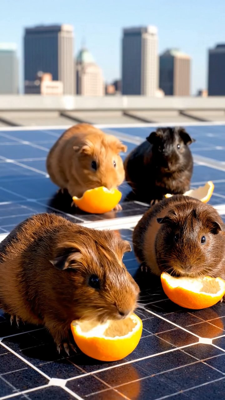 938. Photorealistic scene of 3 smooth-haired Teddy guinea pigs with Chocolate, Cinnamon, and Gray fur, climbing small rocks, gripping tightly with tiny claws, in a forested glade with moss, under dappled sunlight, enhancing the authentic, adventurous atmosphere.