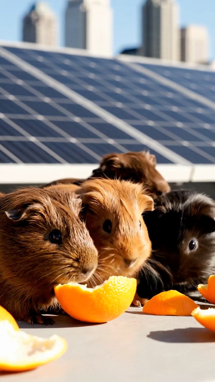 938. Photorealistic scene of 3 smooth-haired Teddy guinea pigs with Chocolate, Cinnamon, and Gray fur, climbing small rocks, gripping tightly with tiny claws, in a forested glade with moss, under dappled sunlight, enhancing the authentic, adventurous atmosphere.