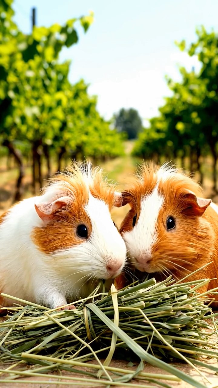 939. Highly detailed view of 4 smooth-haired Himalayan guinea pigs with White, Orange, Black, and Brown fur, dressed as writers in tiny scarves, drafting novels with focused typing, in a guinea pig study with hay desks, under warm lamplight, creating a vivid, realistic literary scene.