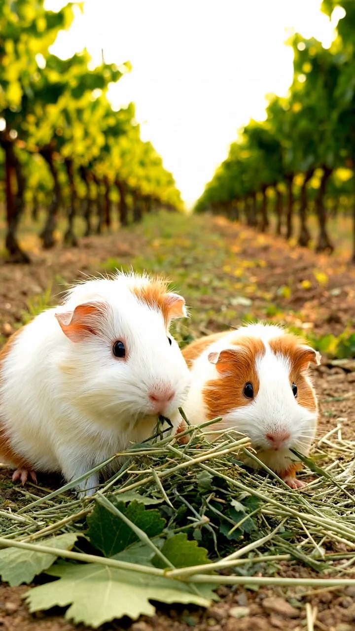 939. Highly detailed view of 4 smooth-haired Himalayan guinea pigs with White, Orange, Black, and Brown fur, dressed as writers in tiny scarves, drafting novels with focused typing, in a guinea pig study with hay desks, under warm lamplight, creating a vivid, realistic literary scene.