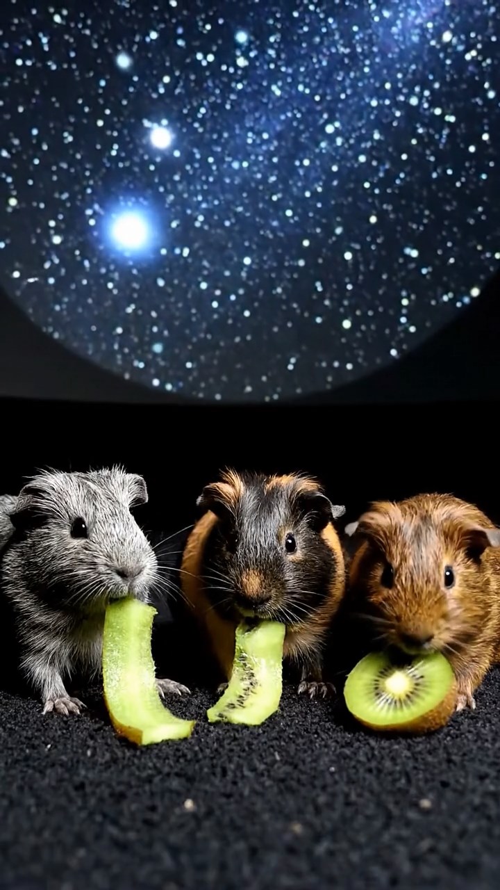 940. Realistic scene of 5 smooth-haired Californian guinea pigs with Cream, Fawn, Sable, Gray, and Cinnamon fur, sleeping in a cozy pile, curled tightly together, in a lush meadow with wildflowers, under golden sunlight, capturing a lifelike, tranquil group moment.