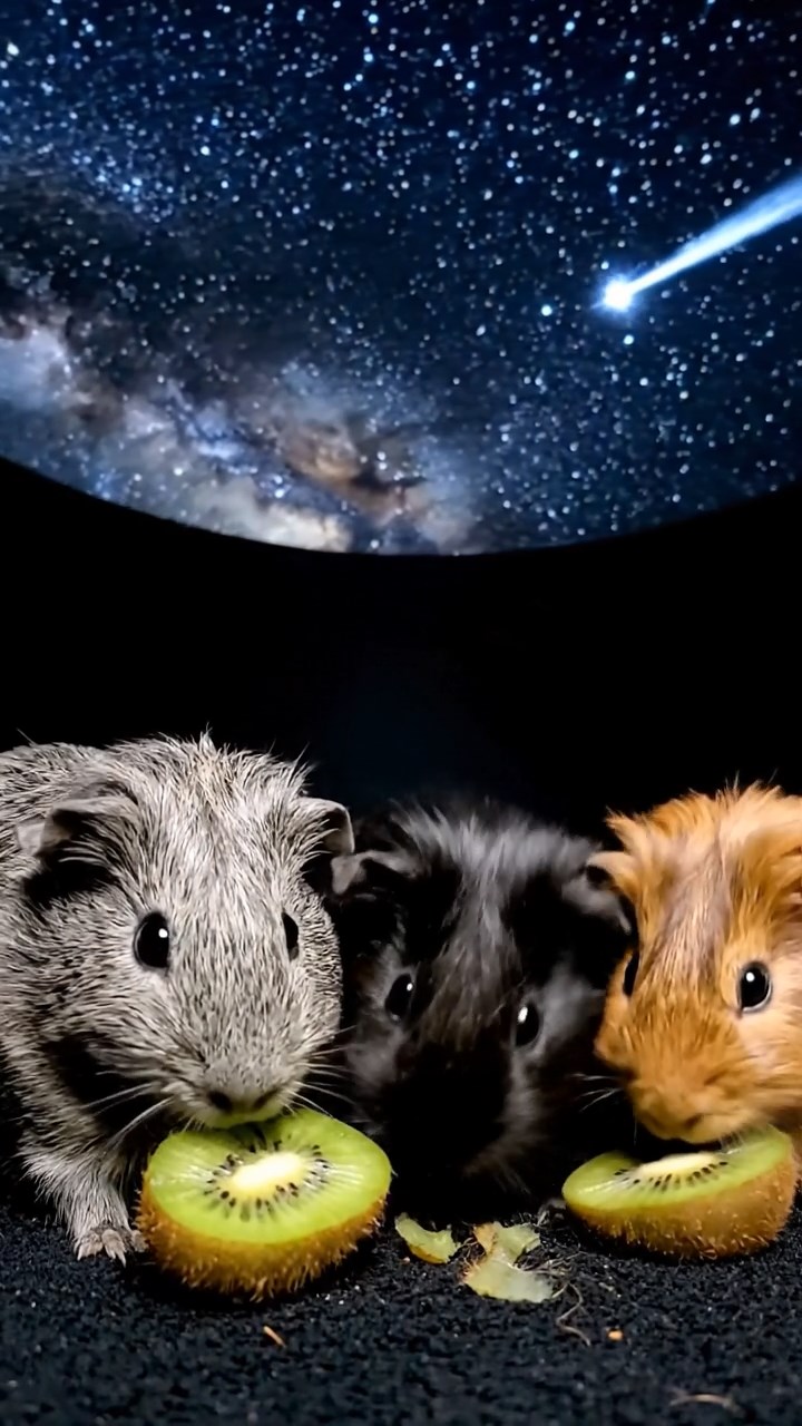 940. Realistic scene of 5 smooth-haired Californian guinea pigs with Cream, Fawn, Sable, Gray, and Cinnamon fur, sleeping in a cozy pile, curled tightly together, in a lush meadow with wildflowers, under golden sunlight, capturing a lifelike, tranquil group moment.