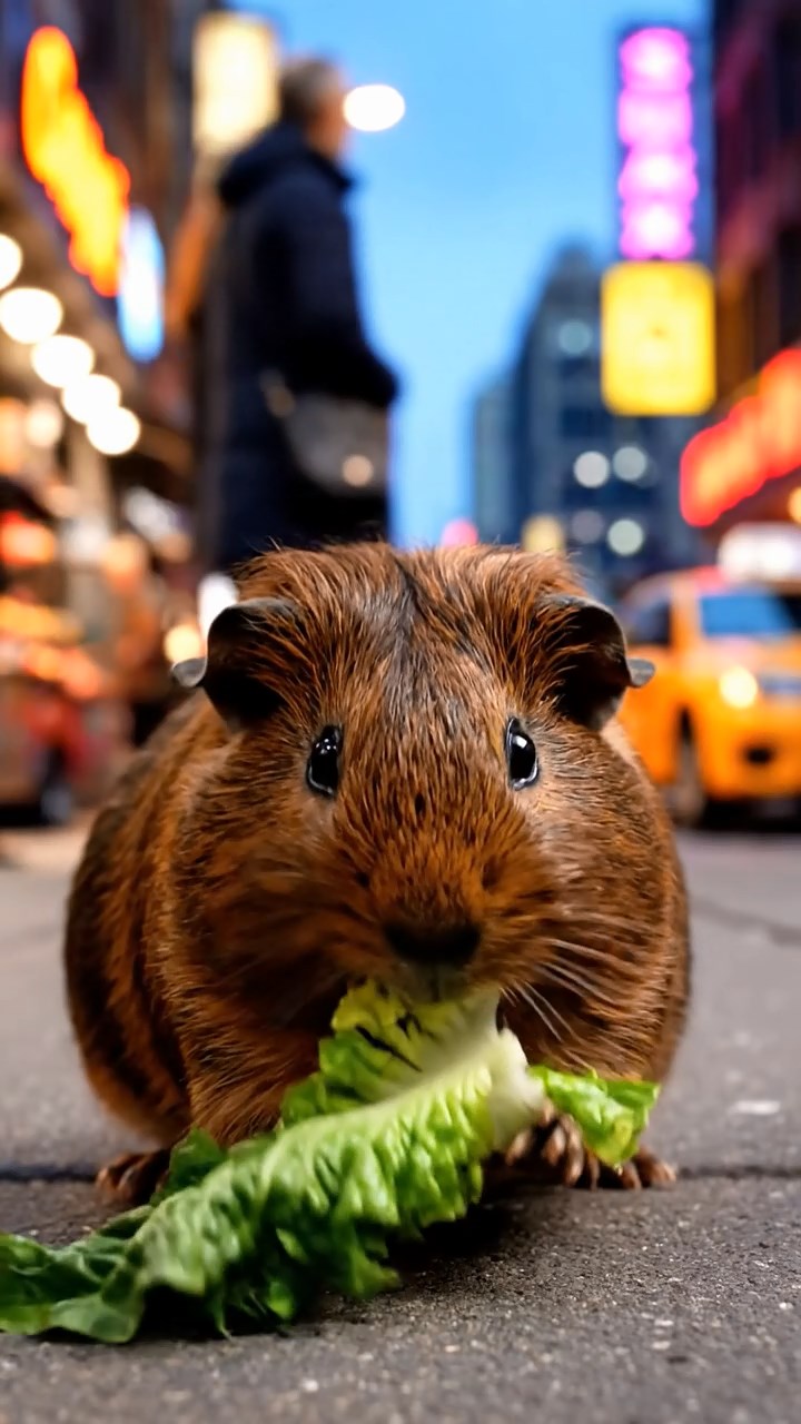 946. Photorealistic scene of 1 smooth-haired Teddy guinea pig with Cream fur, lapping water from a stream with delicate tongue flicks, on a forested slope with moss, under dappled sunlight, capturing a serene, lifelike moment.