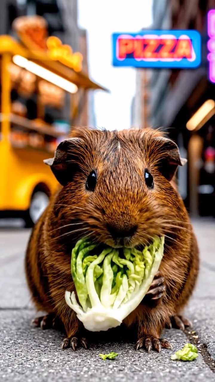946. Photorealistic scene of 1 smooth-haired Teddy guinea pig with Cream fur, lapping water from a stream with delicate tongue flicks, on a forested slope with moss, under dappled sunlight, capturing a serene, lifelike moment.