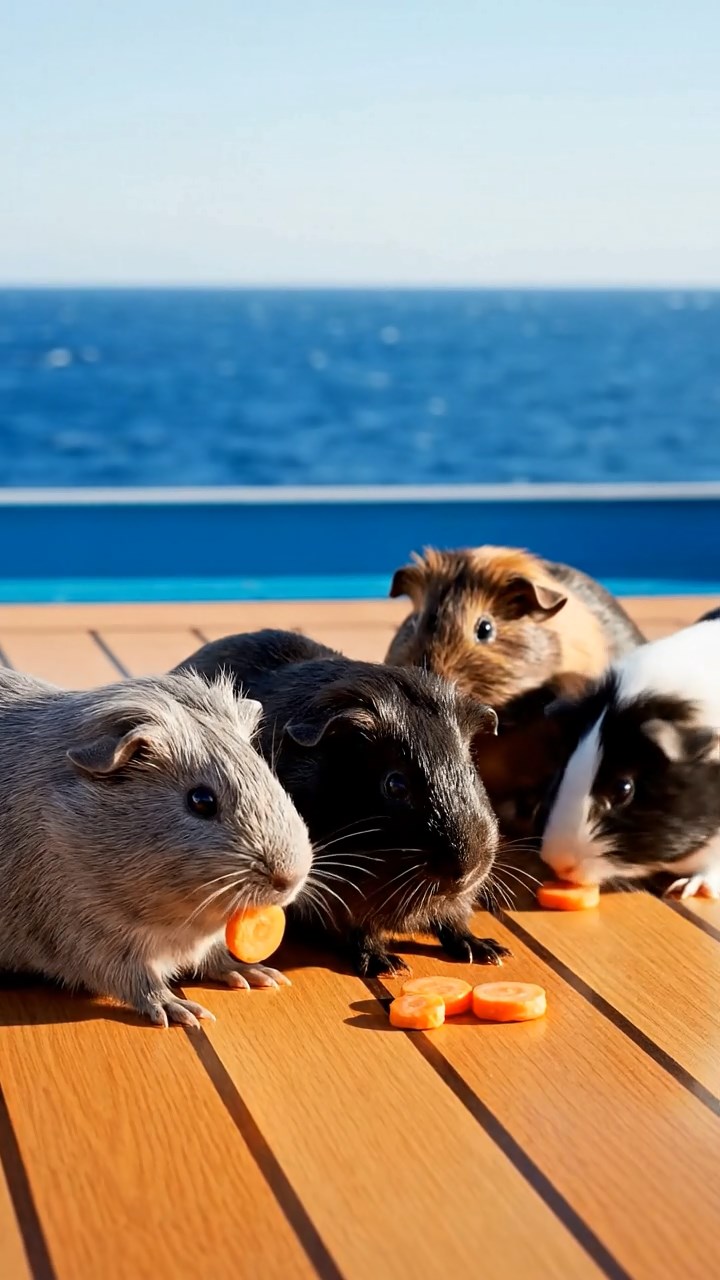 957. Detailed photo of 2 smooth-haired American guinea pigs with Fawn and Sable fur, dressed as bakers in tiny aprons, kneading dough, in a guinea pig bakery, under soft lamplight, creating a realistic, cozy scene.