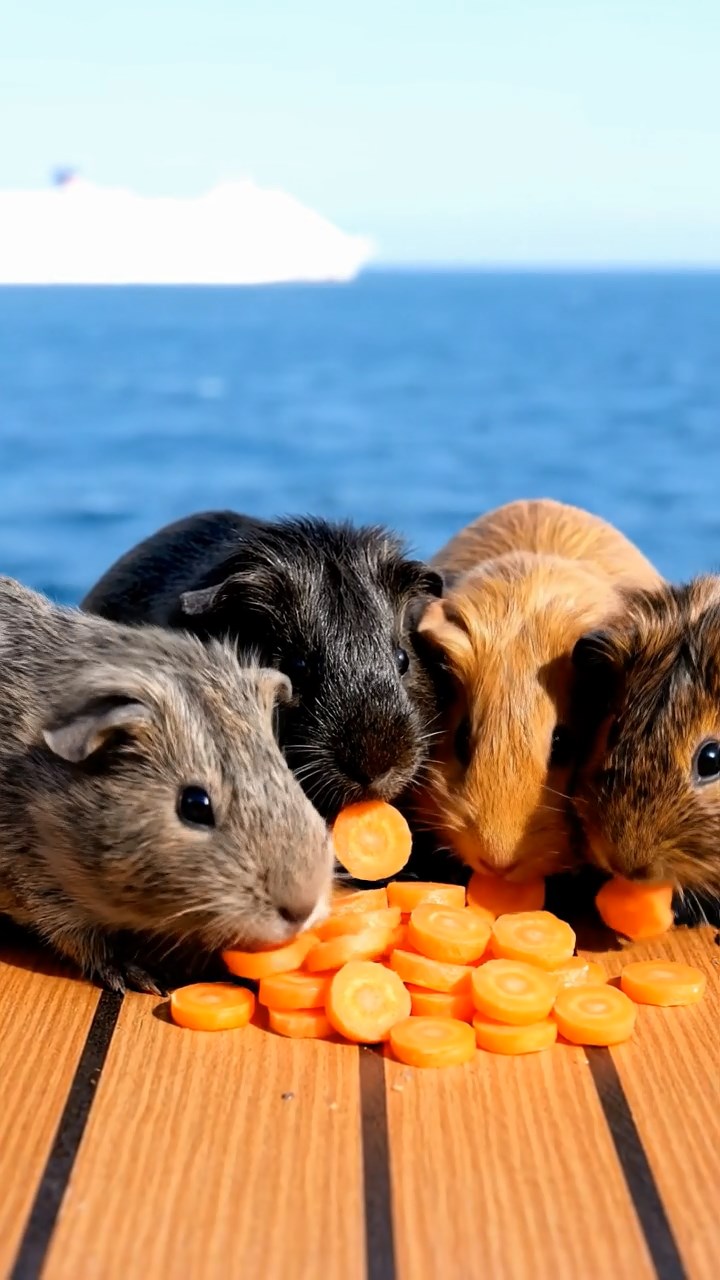 957. Detailed photo of 2 smooth-haired American guinea pigs with Fawn and Sable fur, dressed as bakers in tiny aprons, kneading dough, in a guinea pig bakery, under soft lamplight, creating a realistic, cozy scene.