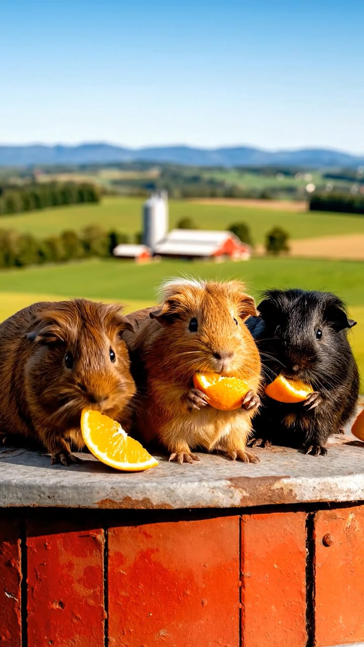 959. Highly detailed view of 4 smooth-haired Himalayan guinea pigs with White, Orange, Black, and Brown fur, dressed as writers in tiny scarves, typing poems, in a guinea pig study, under warm lamplight, creating a vivid, realistic scene.