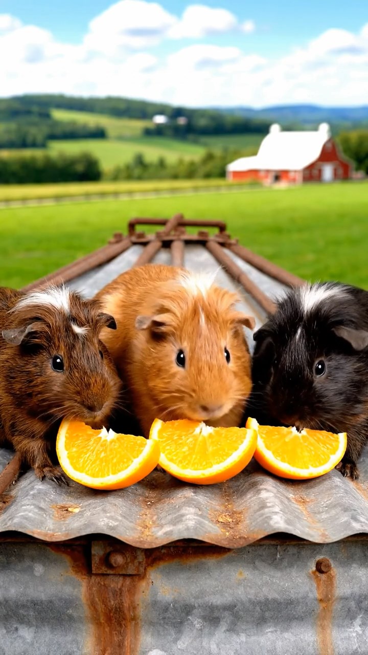 959. Highly detailed view of 4 smooth-haired Himalayan guinea pigs with White, Orange, Black, and Brown fur, dressed as writers in tiny scarves, typing poems, in a guinea pig study, under warm lamplight, creating a vivid, realistic scene.