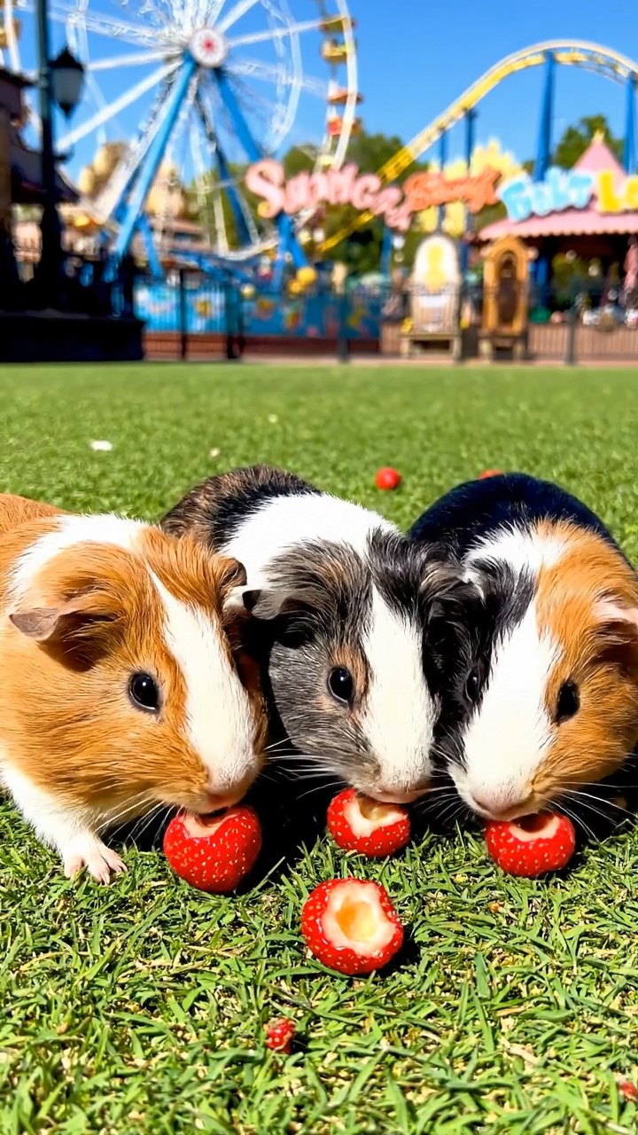 961. Detailed photo of 1 smooth-haired American guinea pig with White fur, nibbling apples with tiny bites, in a lavender garden, under soft sunlight, creating a realistic, fragrant scene.