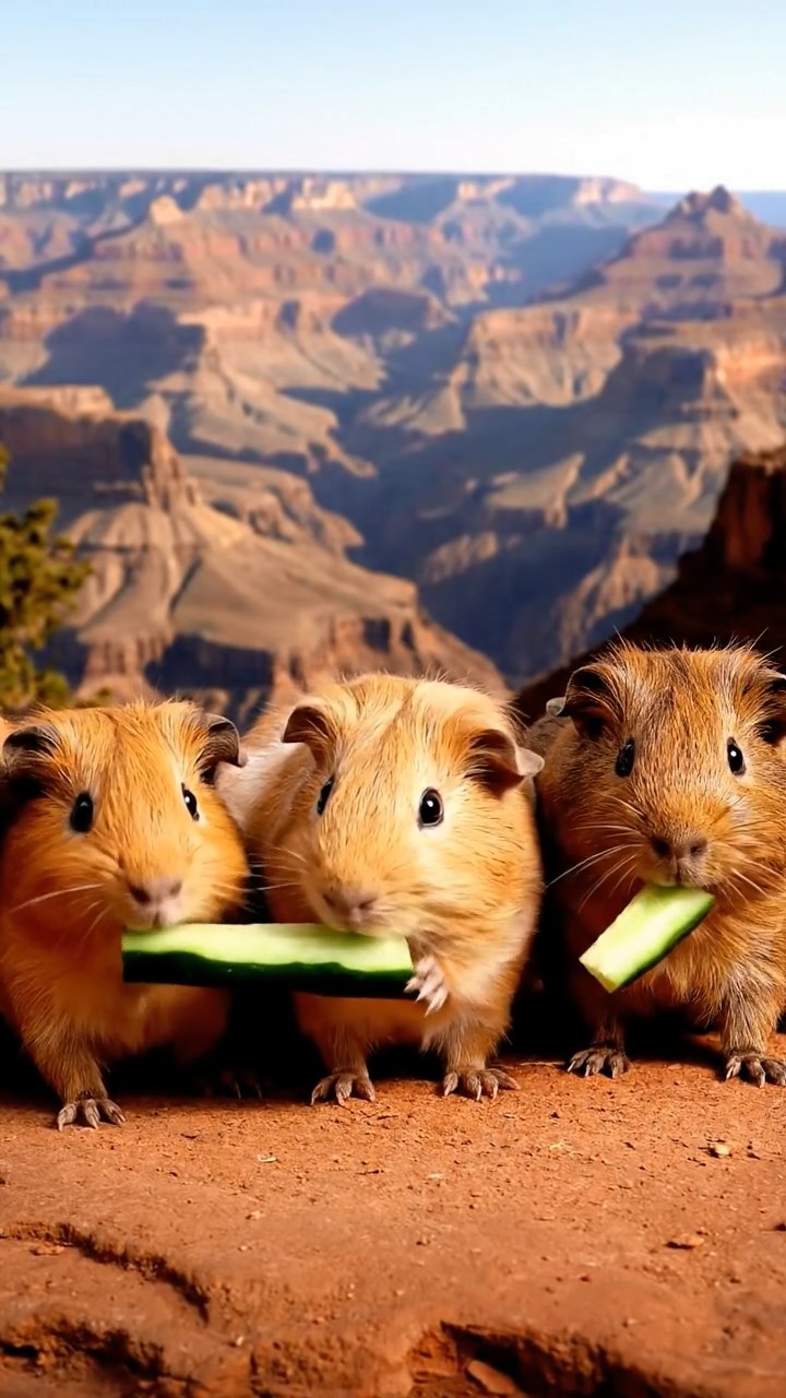 963. Highly detailed view of 3 smooth-haired Himalayan guinea pigs with Gray, Cream, and Brown fur, mating gently, in a grassy clearing, under gentle morning light, creating a realistic, intimate scene.