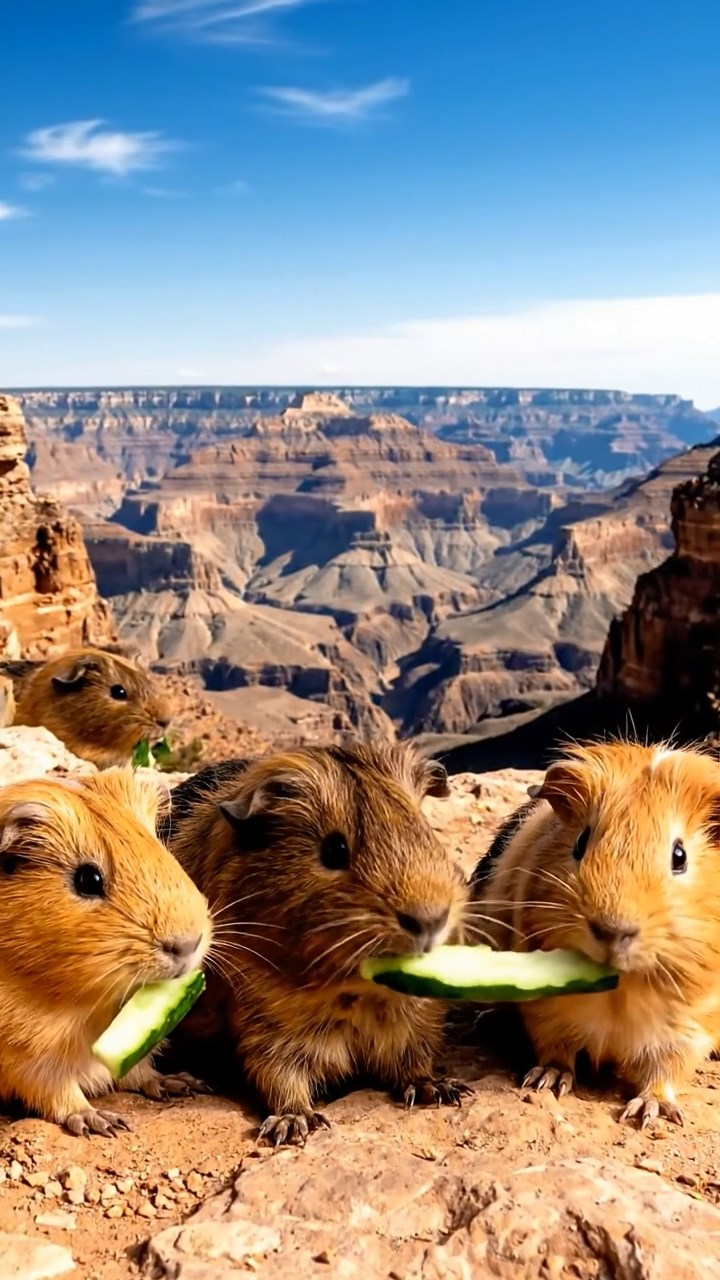 963. Highly detailed view of 3 smooth-haired Himalayan guinea pigs with Gray, Cream, and Brown fur, mating gently, in a grassy clearing, under gentle morning light, creating a realistic, intimate scene.
