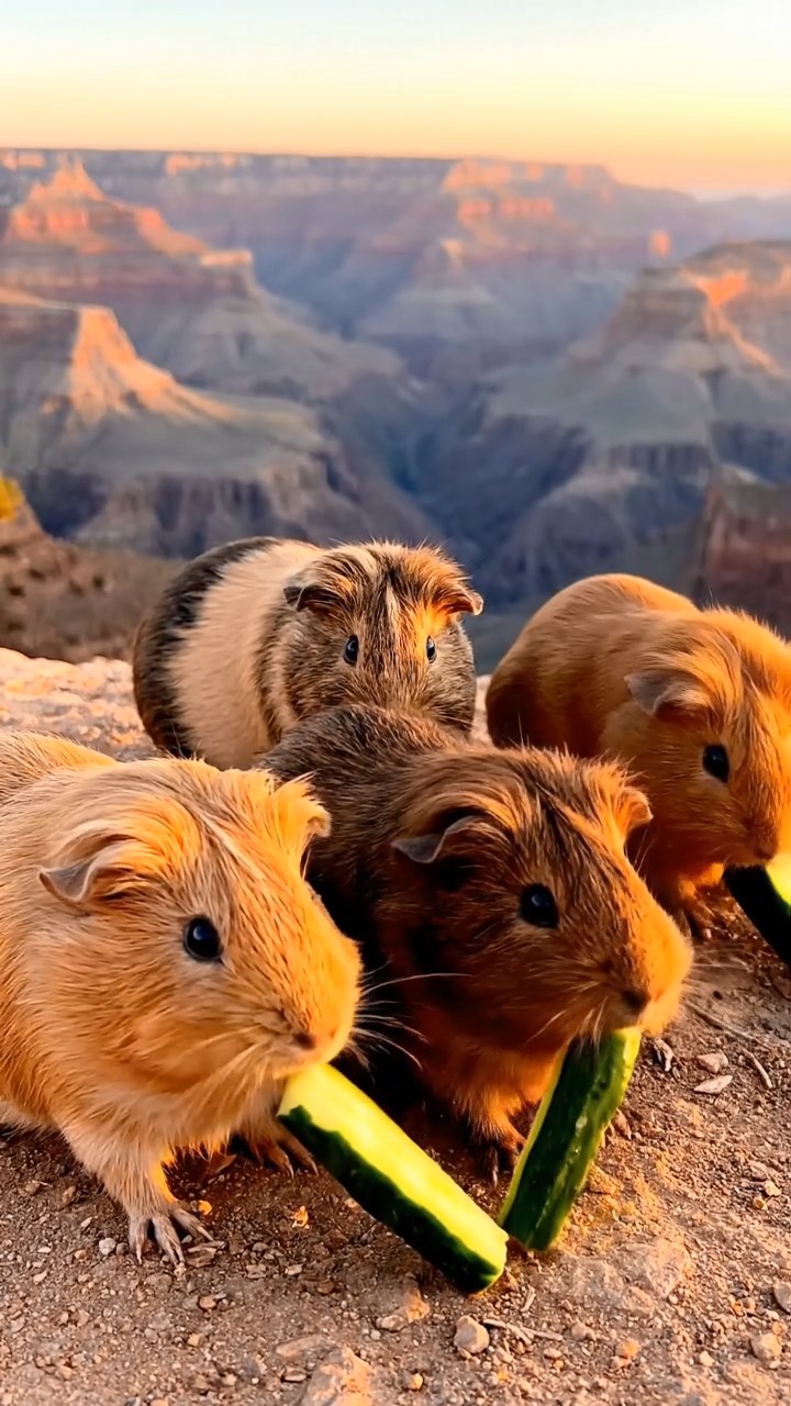 963. Highly detailed view of 3 smooth-haired Himalayan guinea pigs with Gray, Cream, and Brown fur, mating gently, in a grassy clearing, under gentle morning light, creating a realistic, intimate scene.