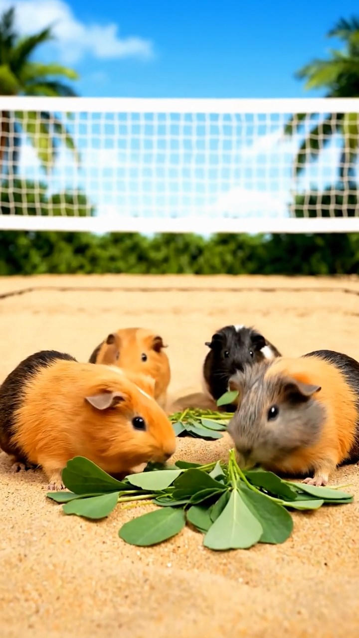 969. Detailed photo of 4 smooth-haired American guinea pigs with White, Orange, Black, and Brown fur, dressed as doctors, checking charts, in a guinea pig hospital, under bright lights, creating a vivid scene.