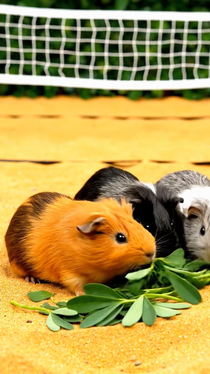 969. Detailed photo of 4 smooth-haired American guinea pigs with White, Orange, Black, and Brown fur, dressed as doctors, checking charts, in a guinea pig hospital, under bright lights, creating a vivid scene.