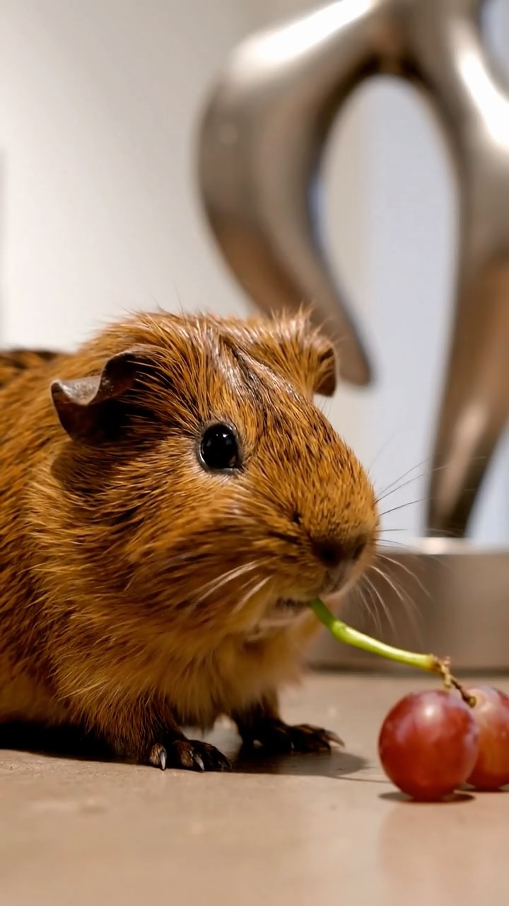 970. Photorealistic scene of 5 smooth-haired Teddy guinea pigs with Cream, Fawn, Sable, Gray, and Cinnamon fur, play-fighting playfully, in a grassy clearing, under gentle morning light, capturing a realistic moment.
