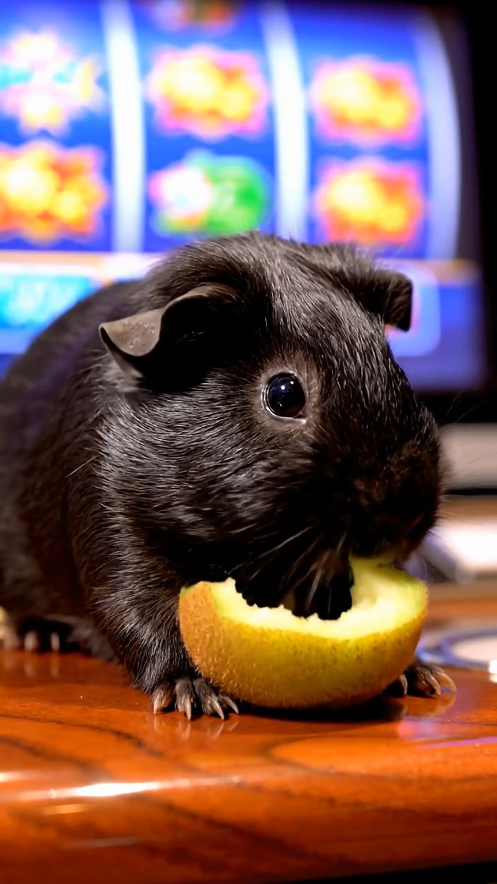 974. Photorealistic scene of 4 smooth-haired Teddy guinea pigs with Fawn, Chocolate, Cinnamon, and Sable fur, dressed as librarians, shelving books, in a guinea pig library, under soft lamplight, capturing a cozy moment.