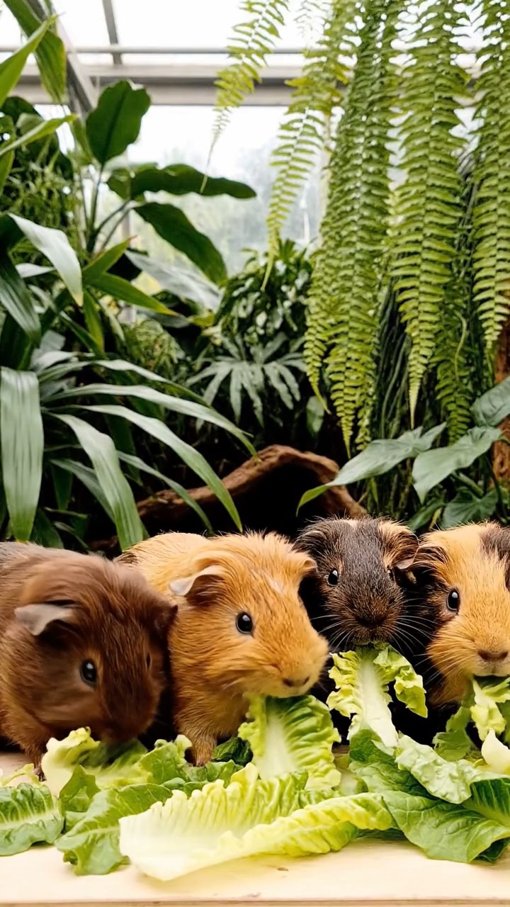 976. Realistic scene of 1 smooth-haired Californian guinea pig with Cream fur, nibbling strawberries, in a rose garden, under warm sunlight, capturing a lifelike romantic moment.