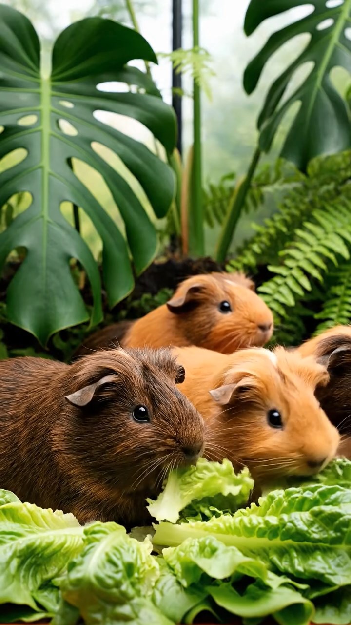 976. Realistic scene of 1 smooth-haired Californian guinea pig with Cream fur, nibbling strawberries, in a rose garden, under warm sunlight, capturing a lifelike romantic moment.