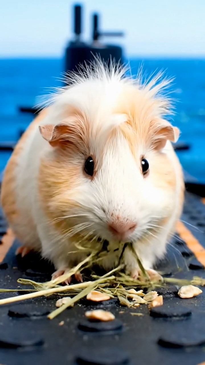 979. Highly detailed view of 4 smooth-haired Himalayan guinea pigs with White, Orange, Black, and Brown fur, dressed as writers, typing poems, in a guinea pig study, under warm lamplight, creating a vivid scene.