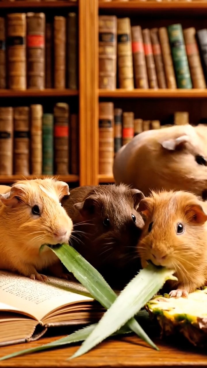 980. Realistic scene of 5 smooth-haired Californian guinea pigs with Cream, Fawn, Sable, Gray, and Cinnamon fur, sleeping in a cozy pile, in a lush meadow, under golden sunlight, capturing a tranquil moment.