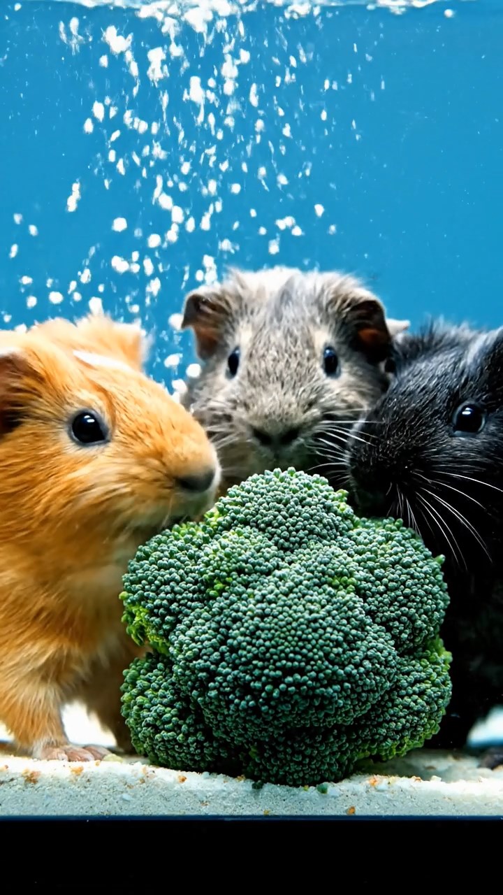 982. Photorealistic scene of 2 smooth-haired Teddy guinea pigs with Orange and Black fur, dressed as engineers, building a windmill, in a guinea pig workshop, under bright daylight, enhancing the industrious atmosphere.