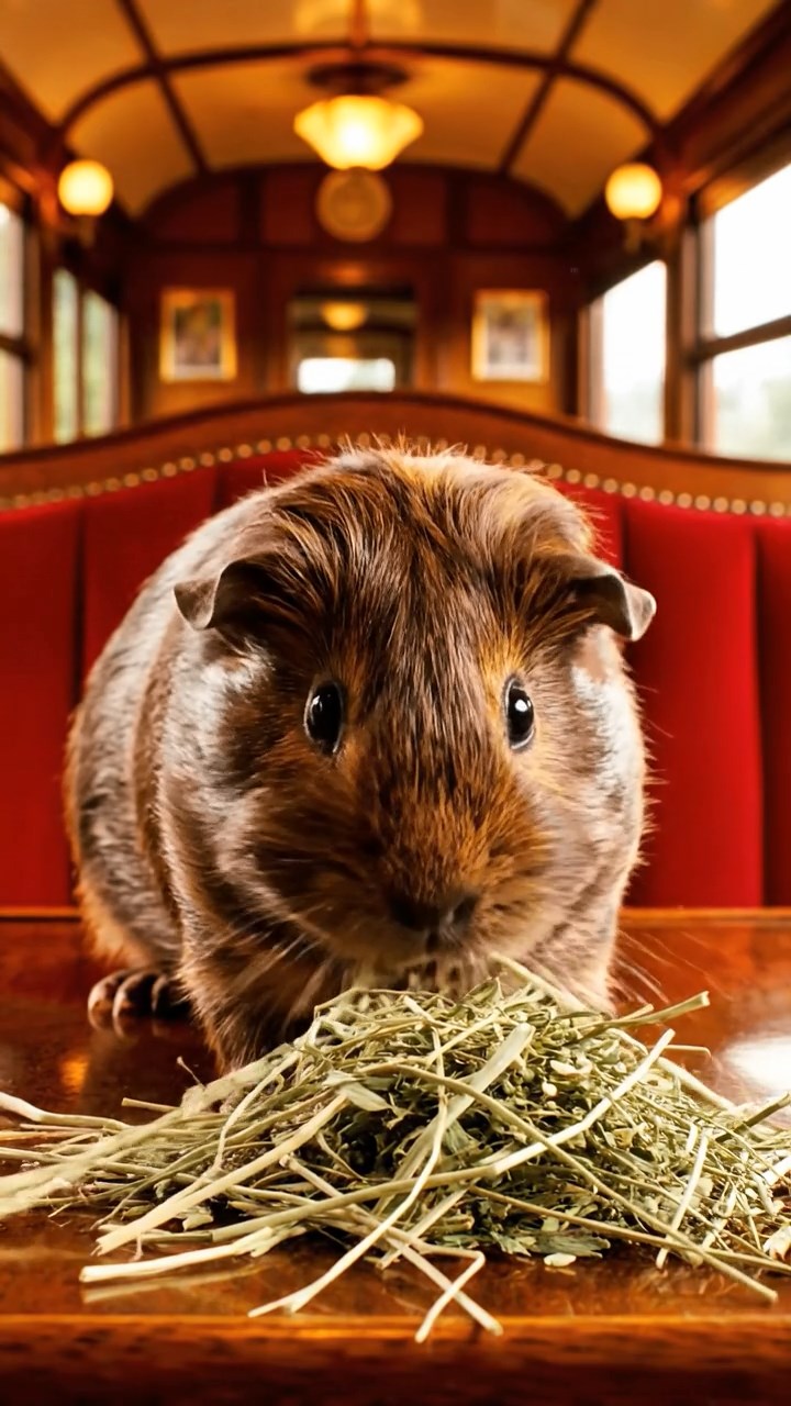 984. Realistic scene of 4 smooth-haired Californian guinea pigs with Fawn, Chocolate, Cinnamon, and Sable fur, dressed as firefighters, spraying hoses, in a guinea pig village, under glowing streetlights, capturing a heroic moment.